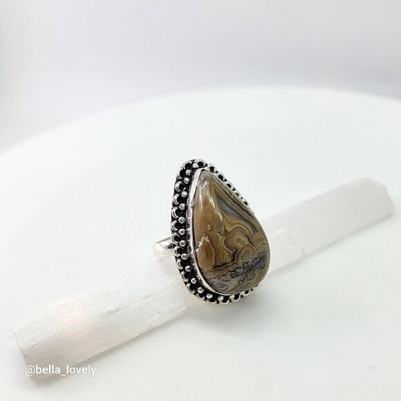 Crazy Lace Agate Ethnic Handmade Ring Jewelry US Size 9 - Picture 1 of 7